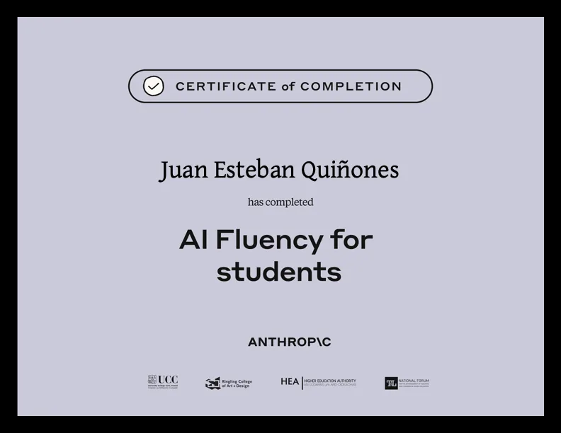 AI Fluency for Students — Anthropic Academy certificate