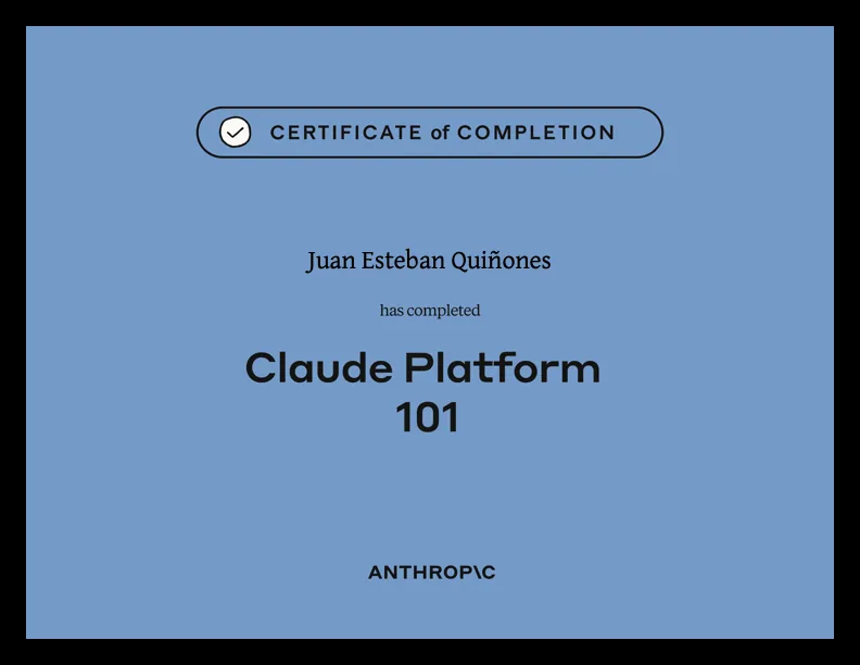 Claude Platform 101 — Anthropic Academy certificate