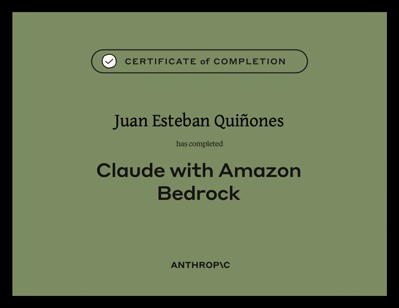 Claude with Amazon Bedrock — Anthropic Academy certificate