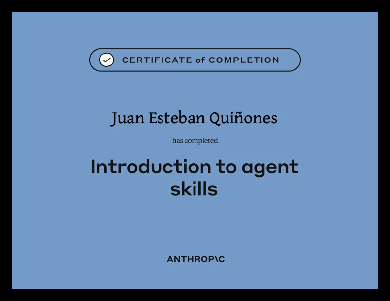 Introduction to Agent Skills — Anthropic Academy certificate