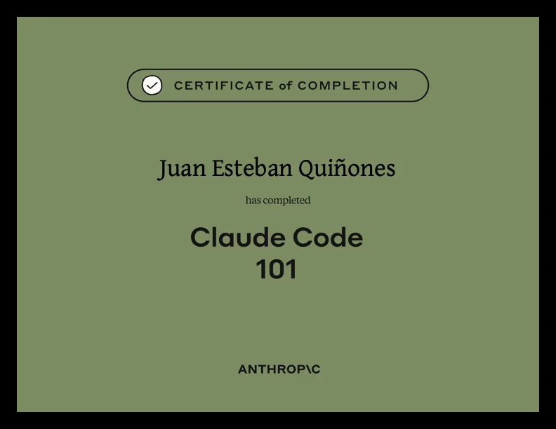 Claude Code 101 — Anthropic Academy certificate