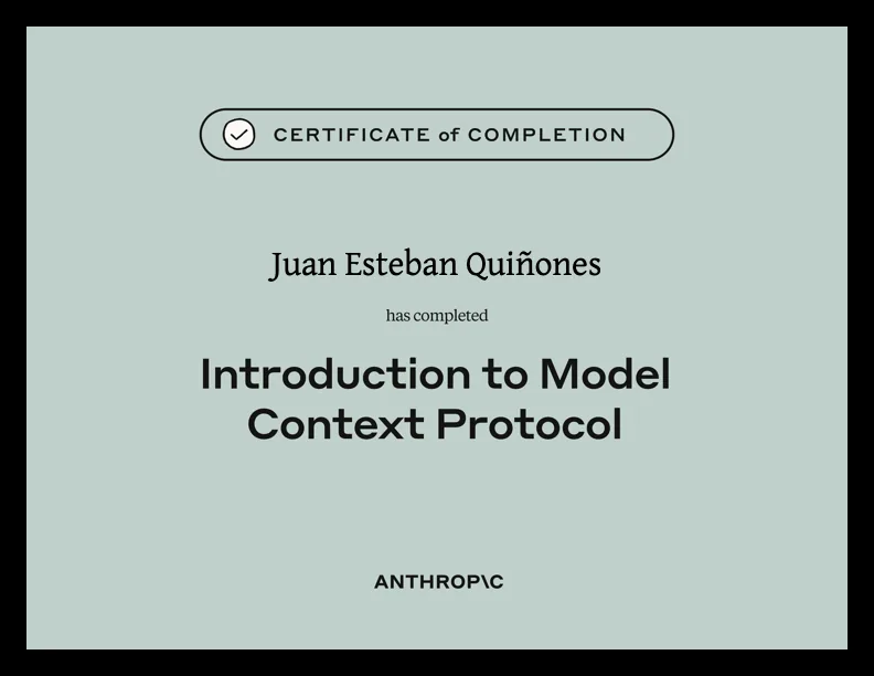 Introduction to Model Context Protocol — Anthropic Academy certificate