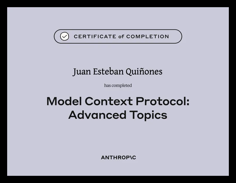 Model Context Protocol: Advanced Topics — Anthropic Academy certificate